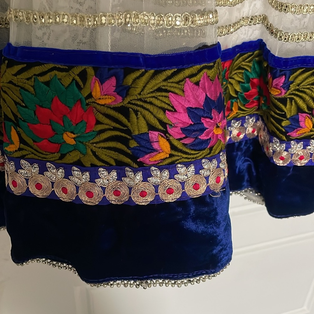 Lehenga (Skirt) Maxi white Lace & Netting Embroidered & Appliquéd Adjustable - Picture 2 of 8